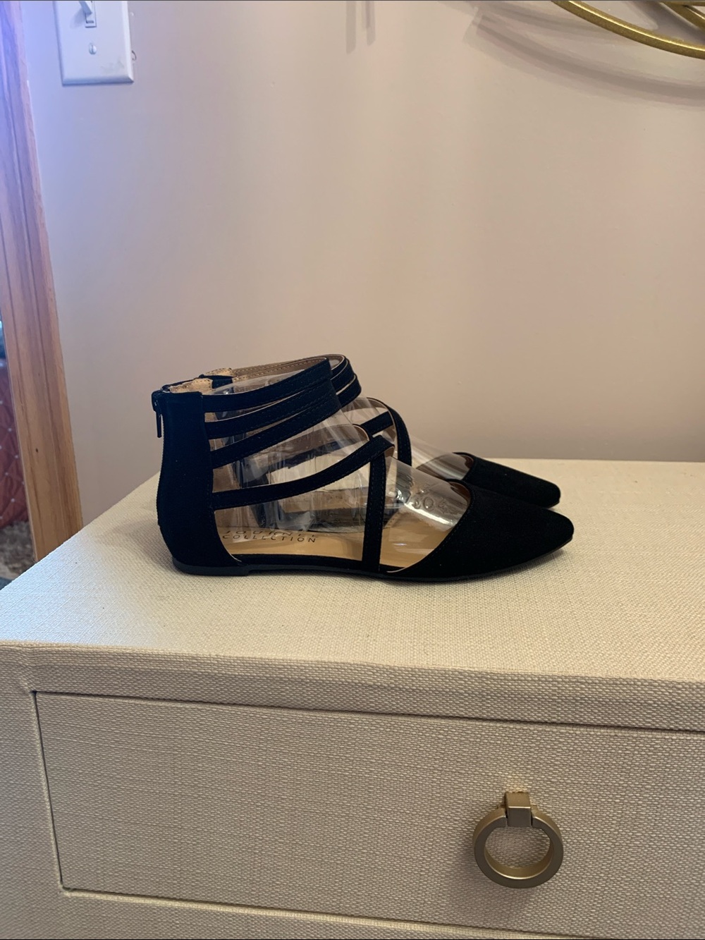 Journee Collection Black Strappy Pointed Toe Flats